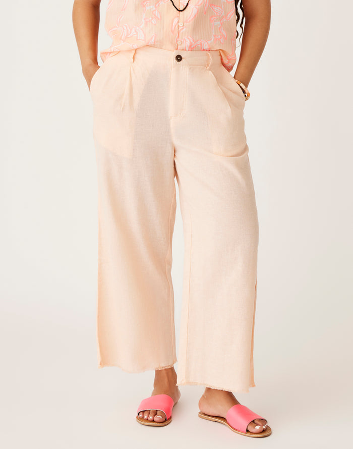 Suki Linen Pant: Peach Chambray - FINAL SALE