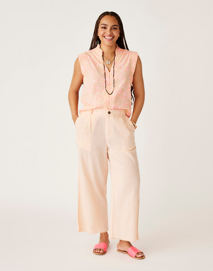 Suki Linen Pant: Peach Chambray - FINAL SALE
