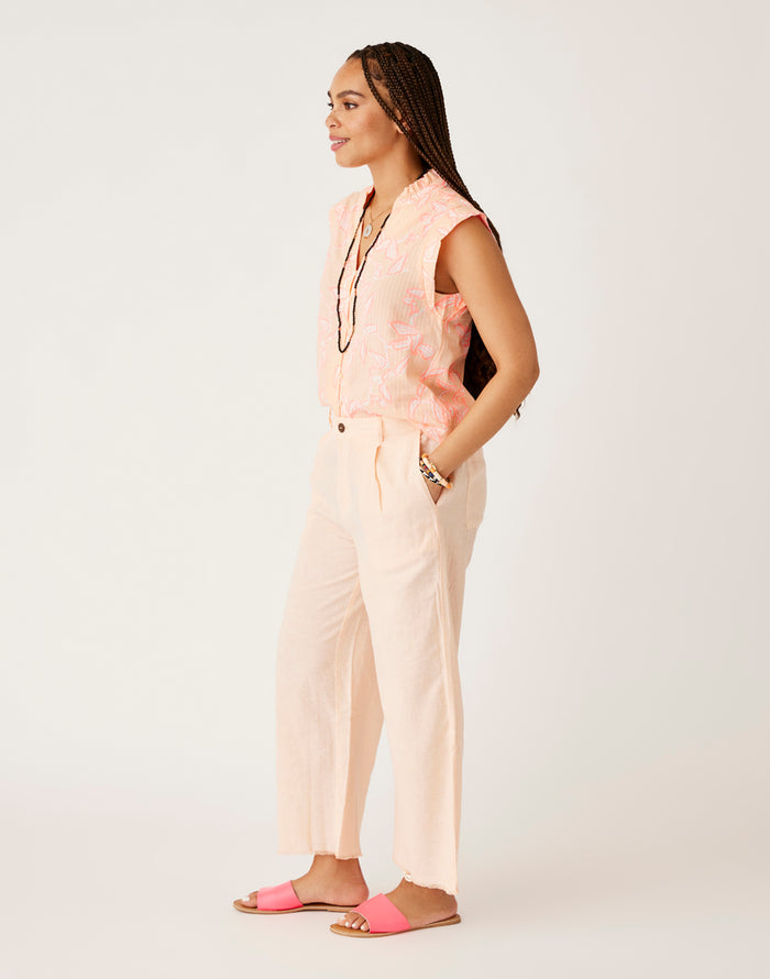 Suki Linen Pant: Peach Chambray - FINAL SALE