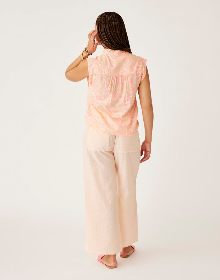 Suki Linen Pant: Peach Chambray - FINAL SALE