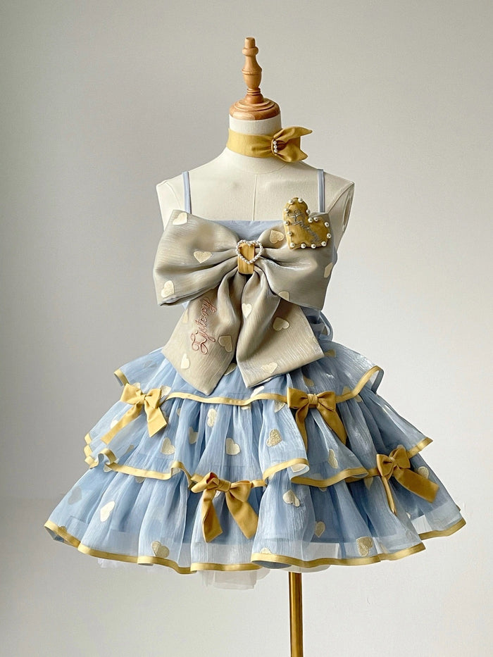 Blue Yellow / Cami + Skirt / S