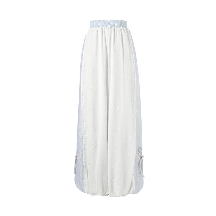 Summer Flowing Butterfly Embroidery Cropped Harem Pants