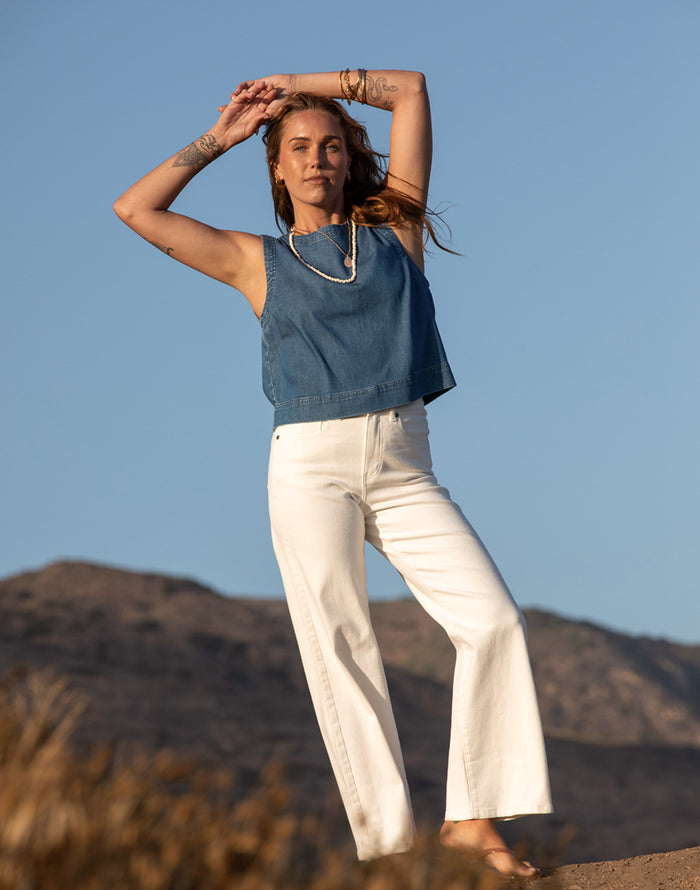 Susie Denim Tank: Magnolia