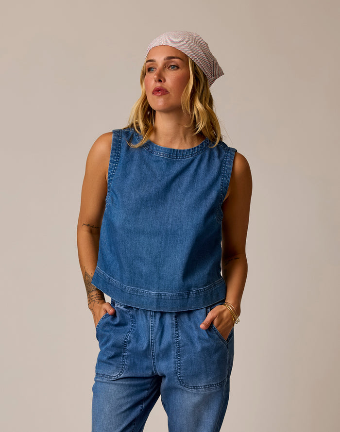 Susie Denim Tank: Magnolia