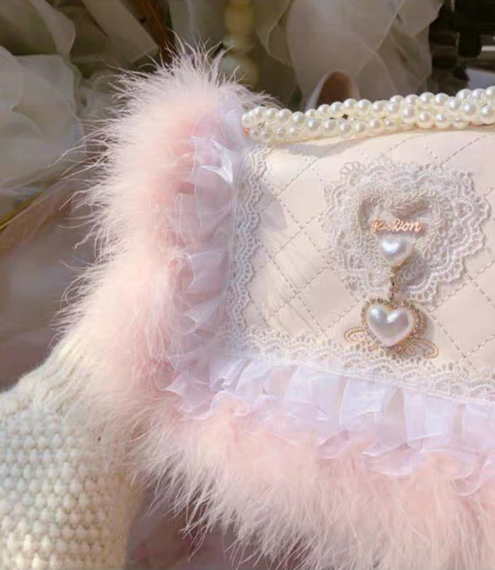 ♡ Swan's Heart ♡ - Feathered Mid Heels