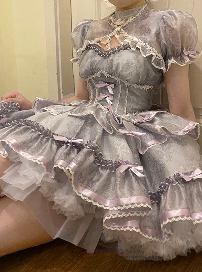 Grey Purple / Dress+Bolero / S