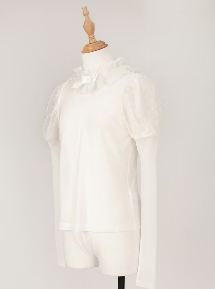 ♡ Sweet Bunny ♡ - Bubble Sleeve Tulle Shirt