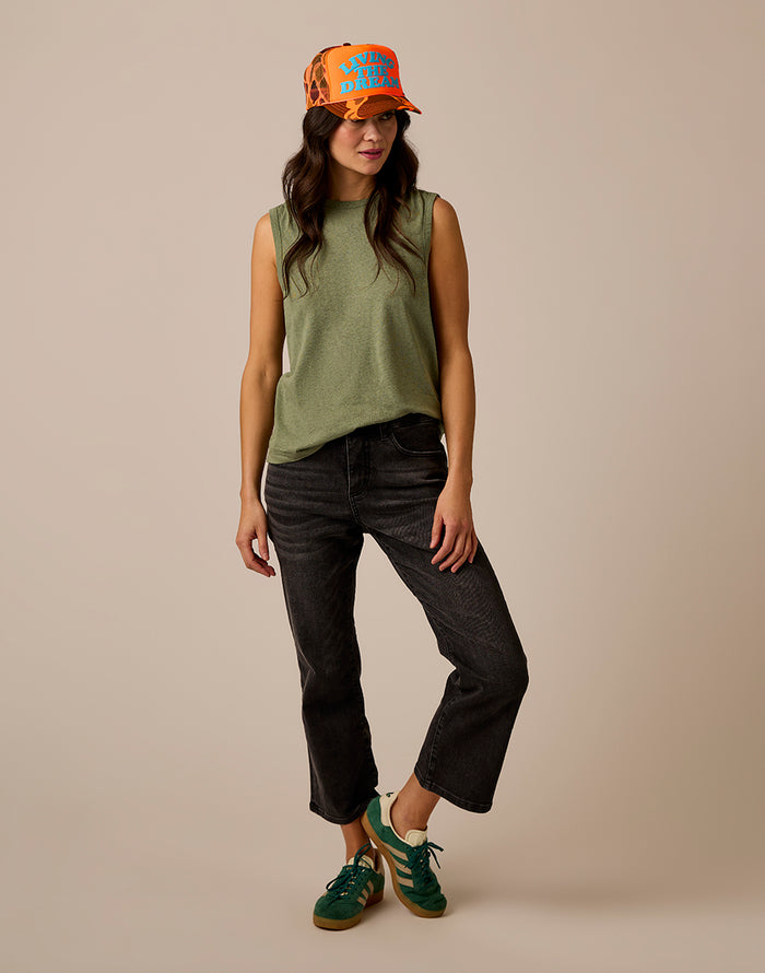 Sylvie Crop Flare: Washed Black