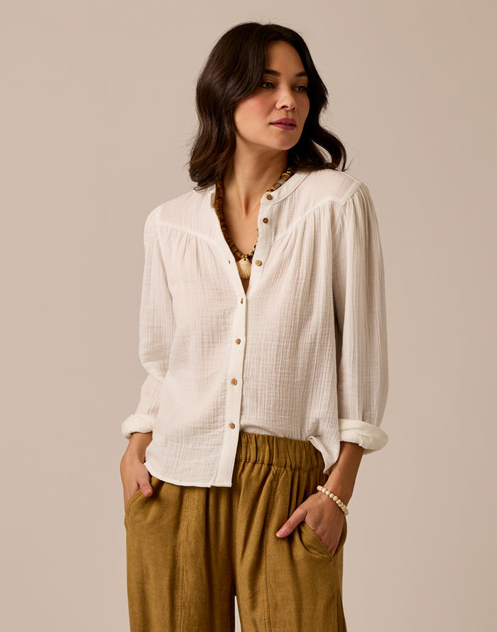 Tatum Double Gauze Shirt: Cloud