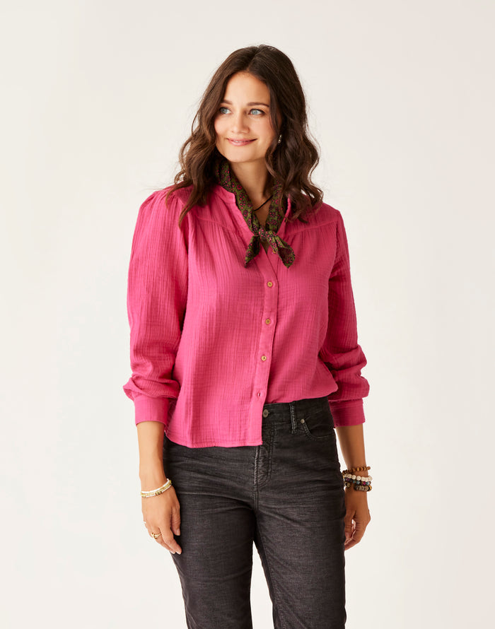 Tatum Double Gauze Shirt: Raspberry - FINAL SALE