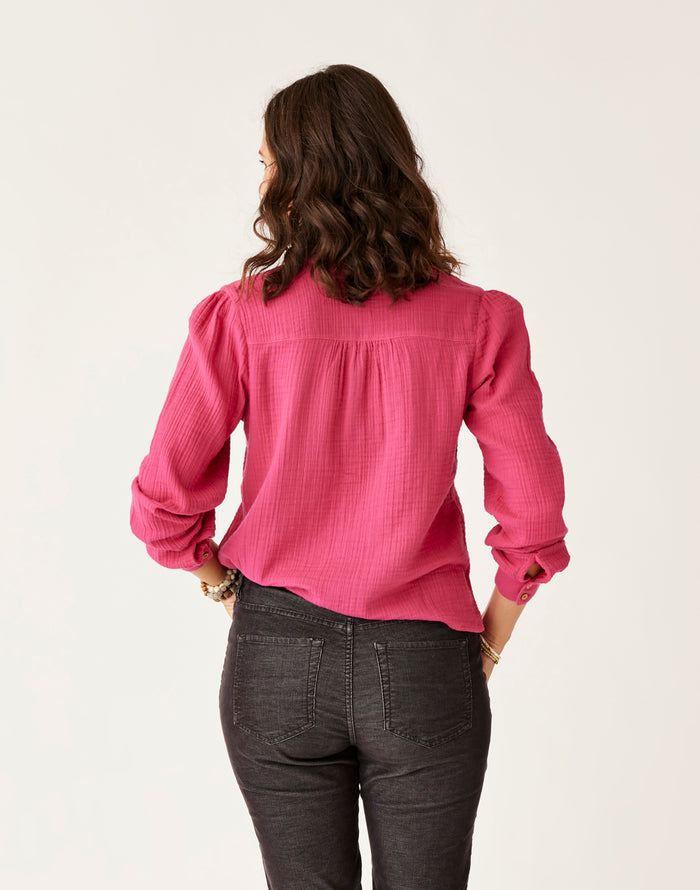 Tatum Double Gauze Shirt: Raspberry - FINAL SALE