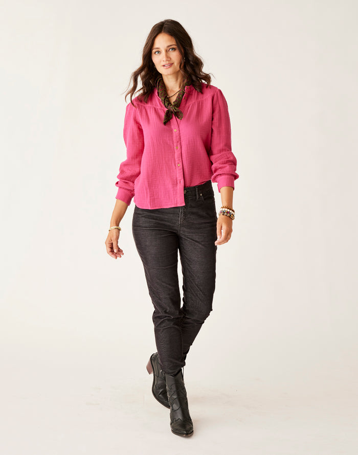 Tatum Double Gauze Shirt: Raspberry - FINAL SALE