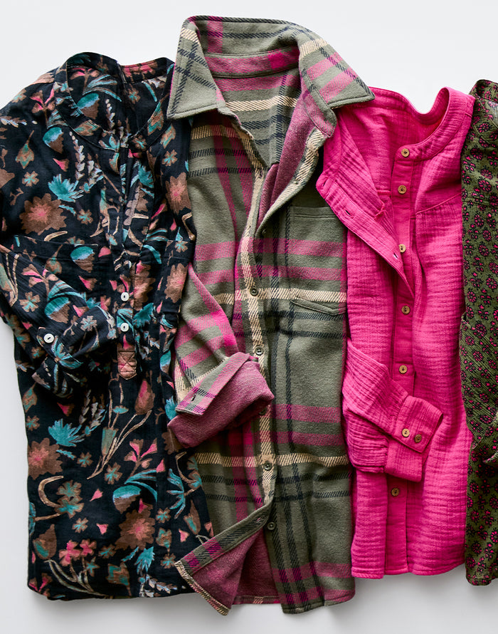 Tatum Double Gauze Shirt: Raspberry - FINAL SALE