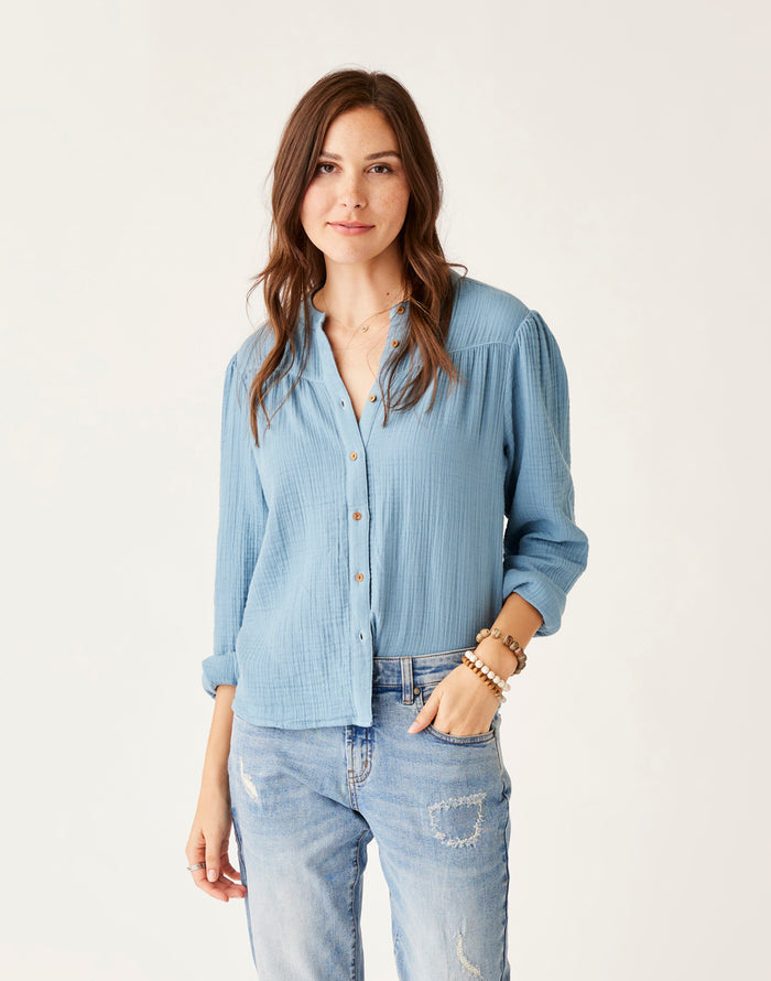 Tatum Double Gauze Shirt: Storm - FINAL SALE
