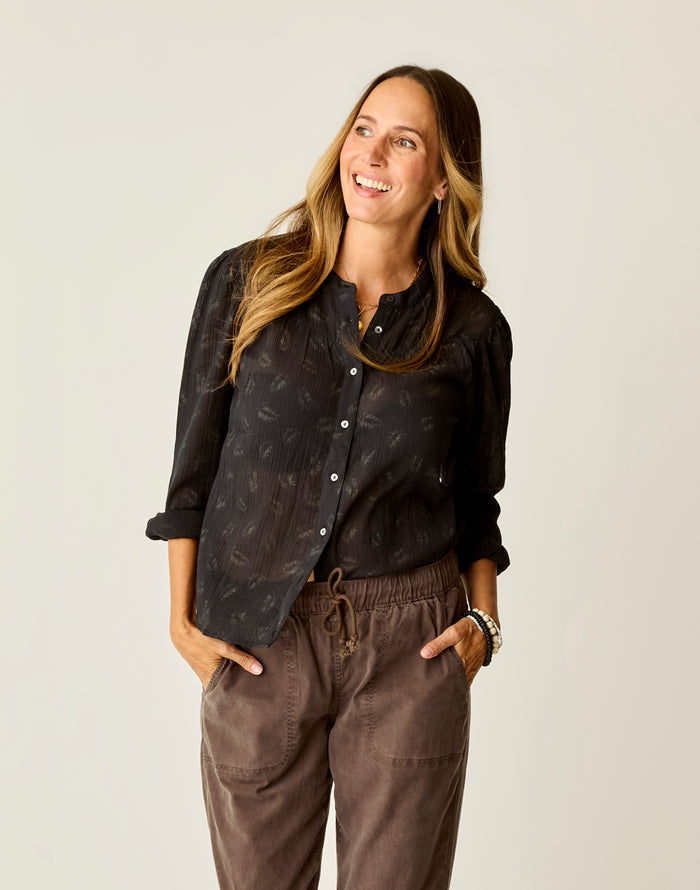 Tatum Gauze Top: Black Feather