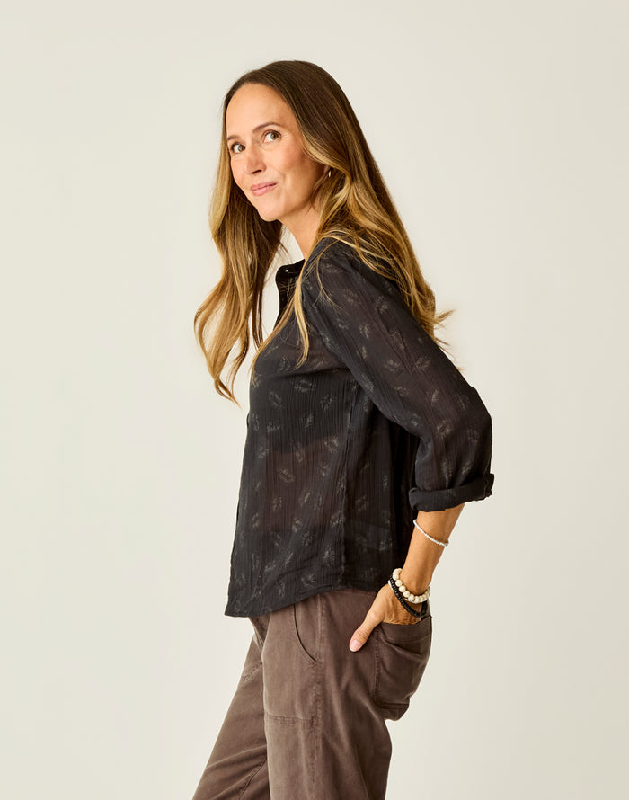 Tatum Gauze Top: Black Feather