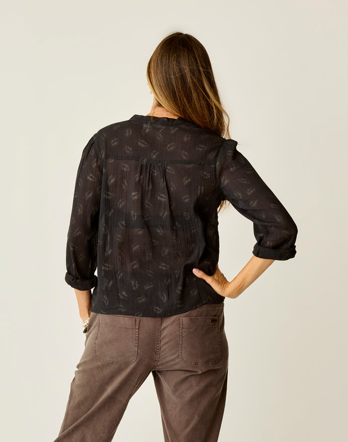Tatum Gauze Top: Black Feather
