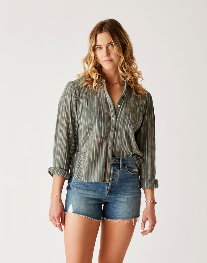 Tatum Gauze Top: Cilantro Stripe - FINAL SALE