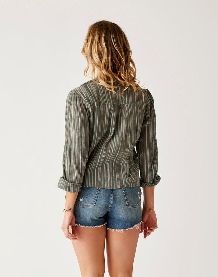 Tatum Gauze Top: Cilantro Stripe - FINAL SALE