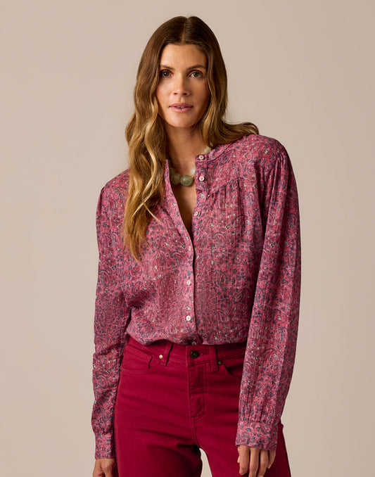 Tatum Gauze Top: Deep Rouge Bandana