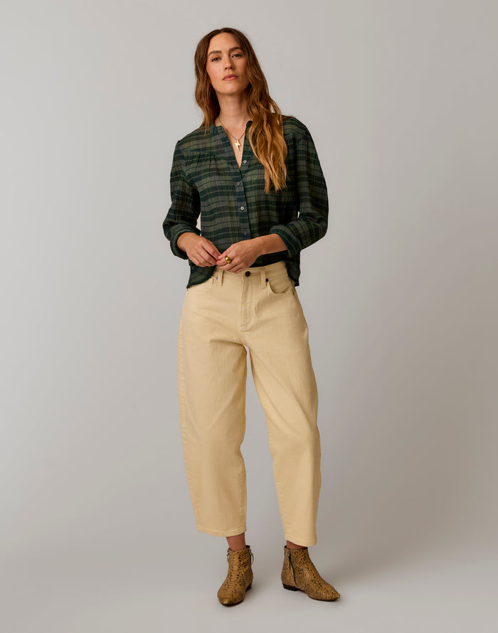 Tatum Gauze Top: Laurel Plaid