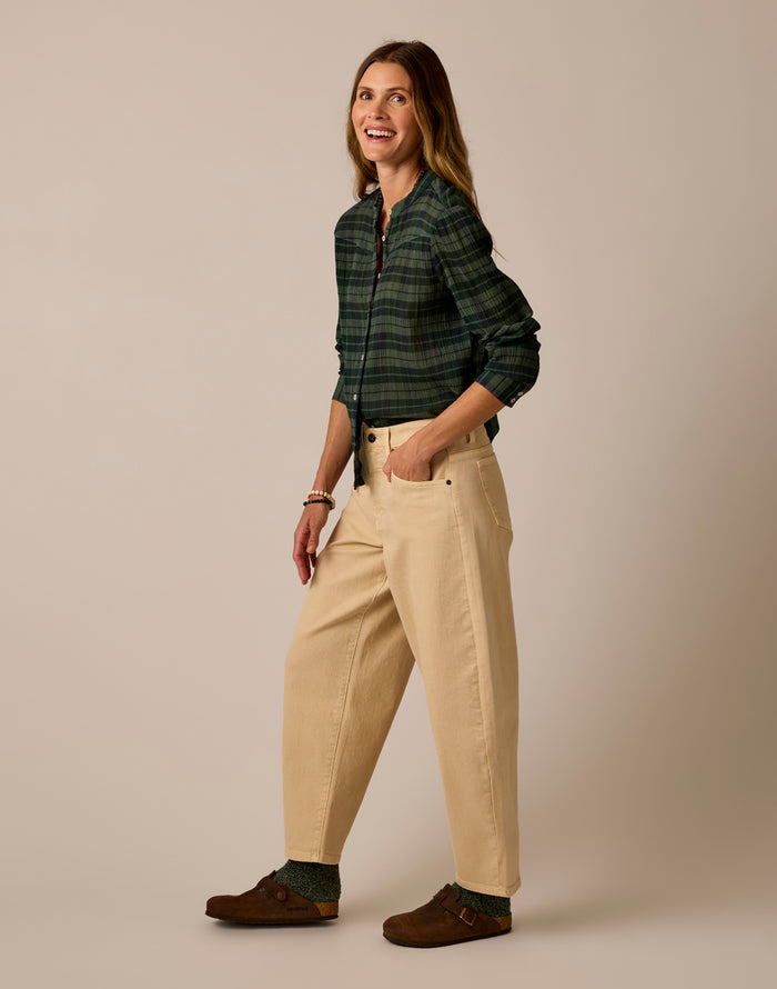 Tatum Gauze Top: Laurel Plaid