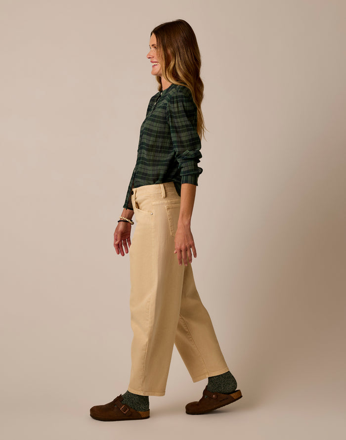 Tatum Gauze Top: Laurel Plaid