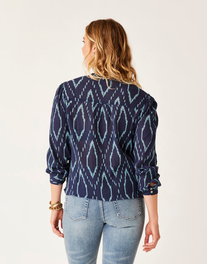 Tatum Gauze Top: Navy Diamond - FINAL SALE