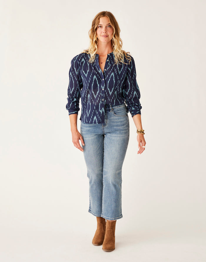 Tatum Gauze Top: Navy Diamond - FINAL SALE