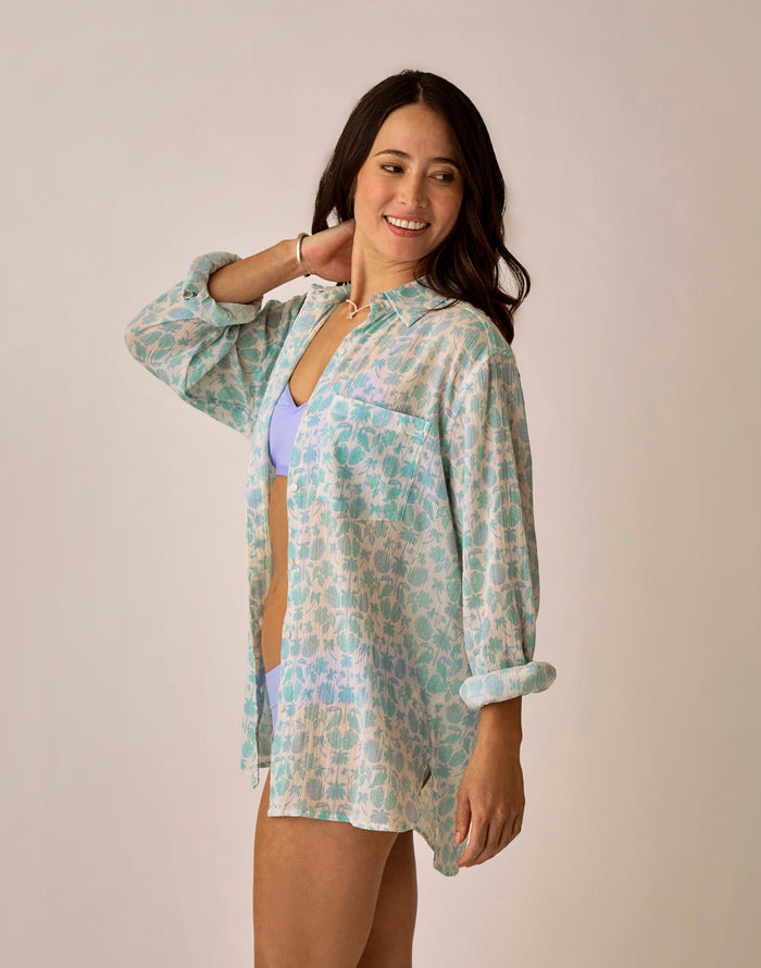 Taylor Gauze Tunic: Cloud Maitai