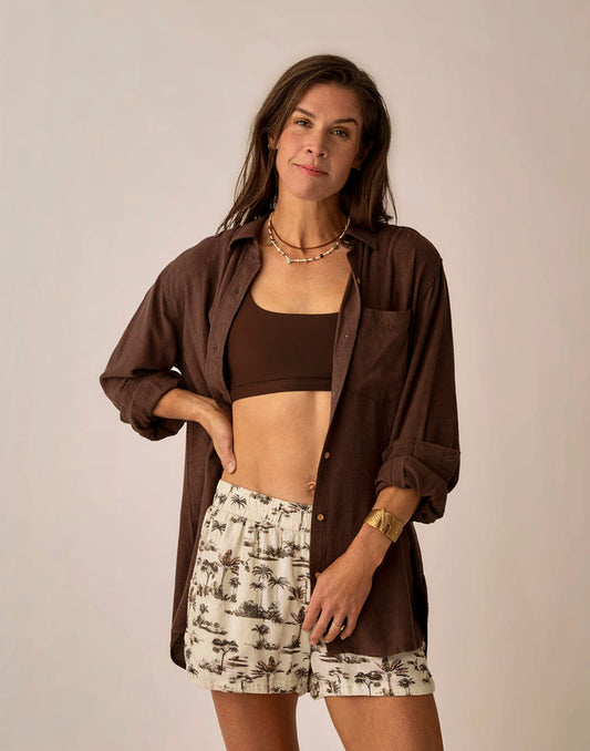 Taylor Linen Tunic: Coffee Chambray