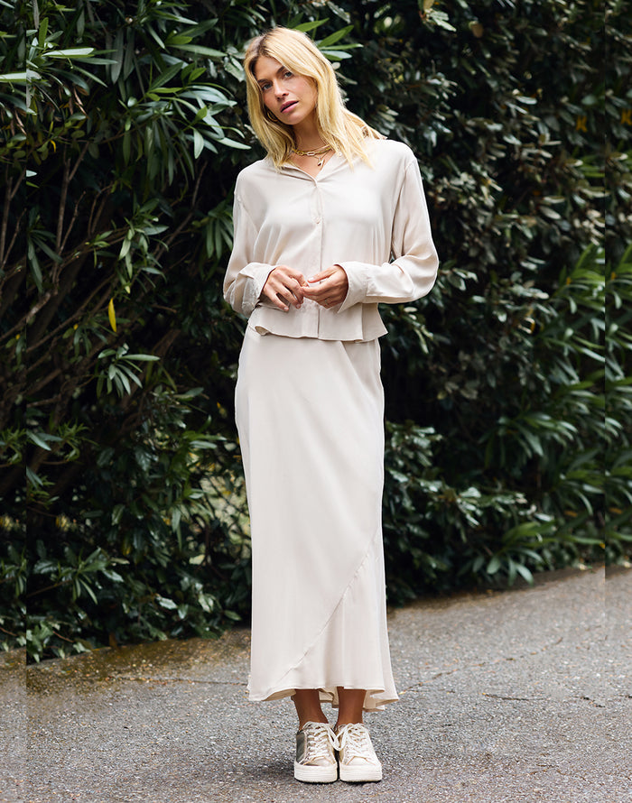 Tess Kindsilk Skirt: Cement