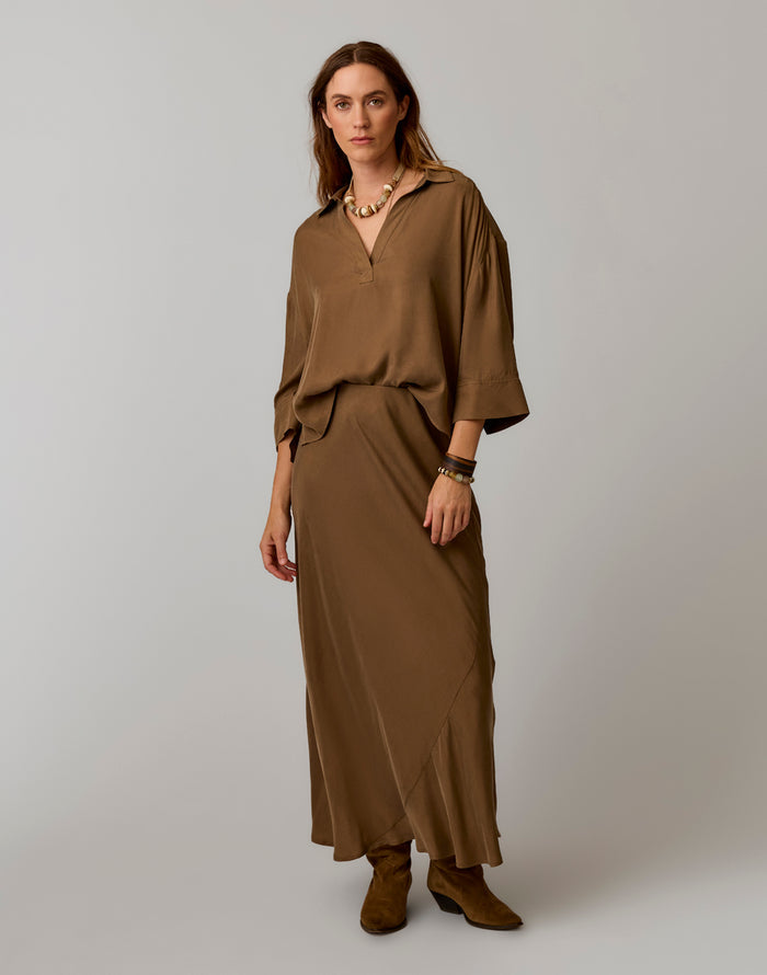 Tess Kindsilk Skirt: Teak