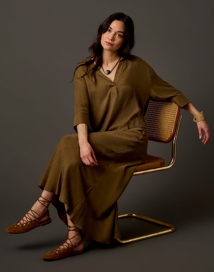 Tess Kindsilk Skirt: Teak
