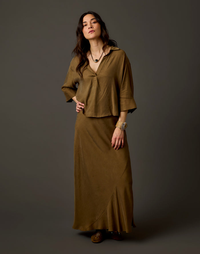 Tess Kindsilk Skirt: Teak