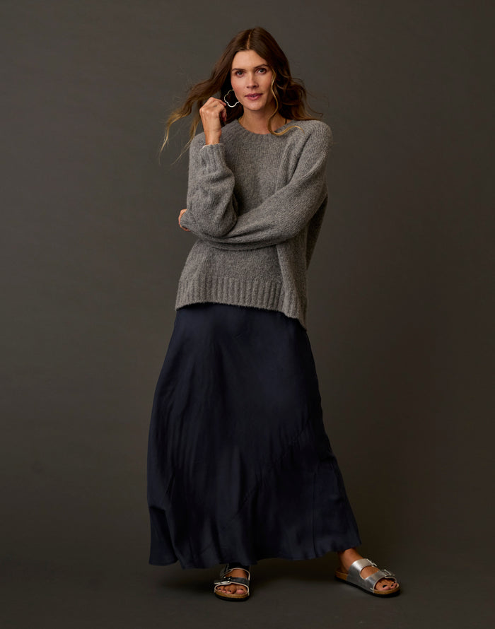 Tess Kindsilk Skirt: Washed Charcoal Blue