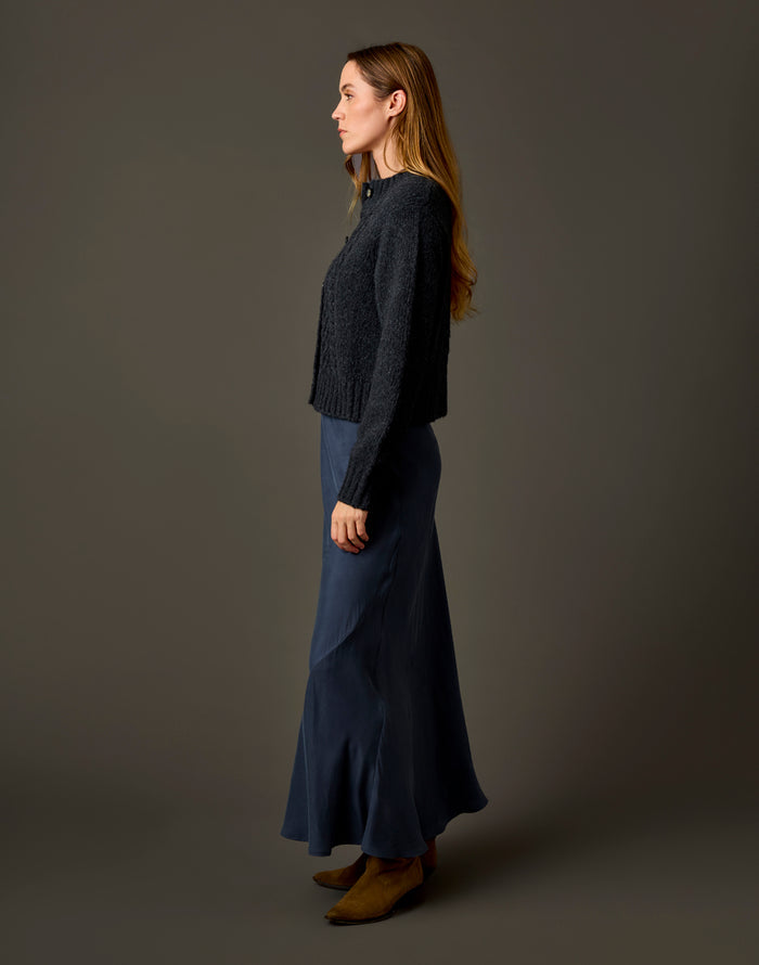 Tess Kindsilk Skirt: Washed Charcoal Blue