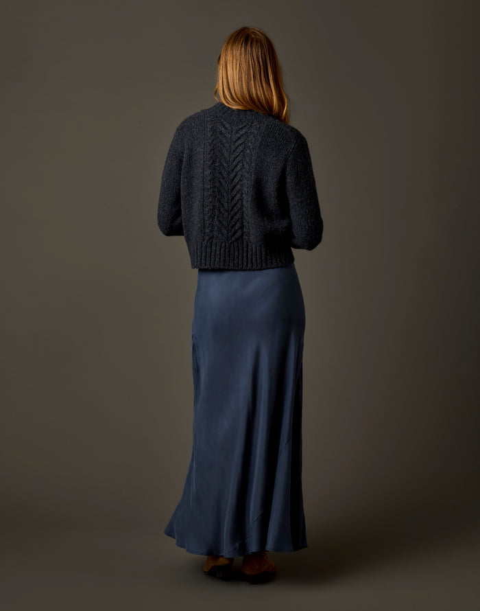 Tess Kindsilk Skirt: Washed Charcoal Blue