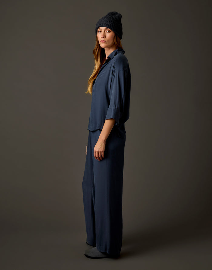 Tia Kindsilk Pant: Washed Charcoal Blue