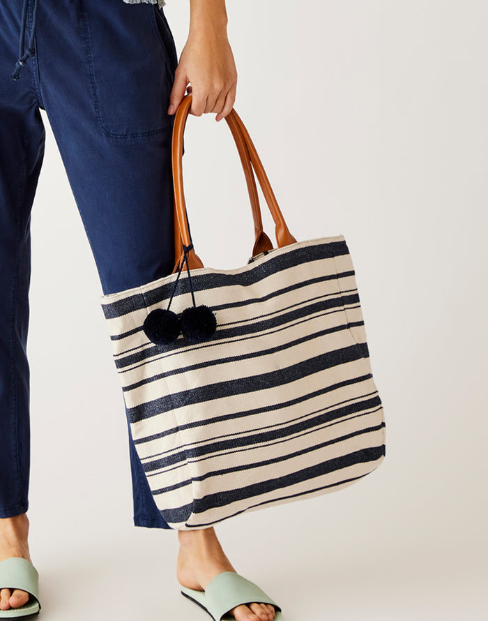 Treasure Tote: Navy Beach Stripe - FINAL SALE