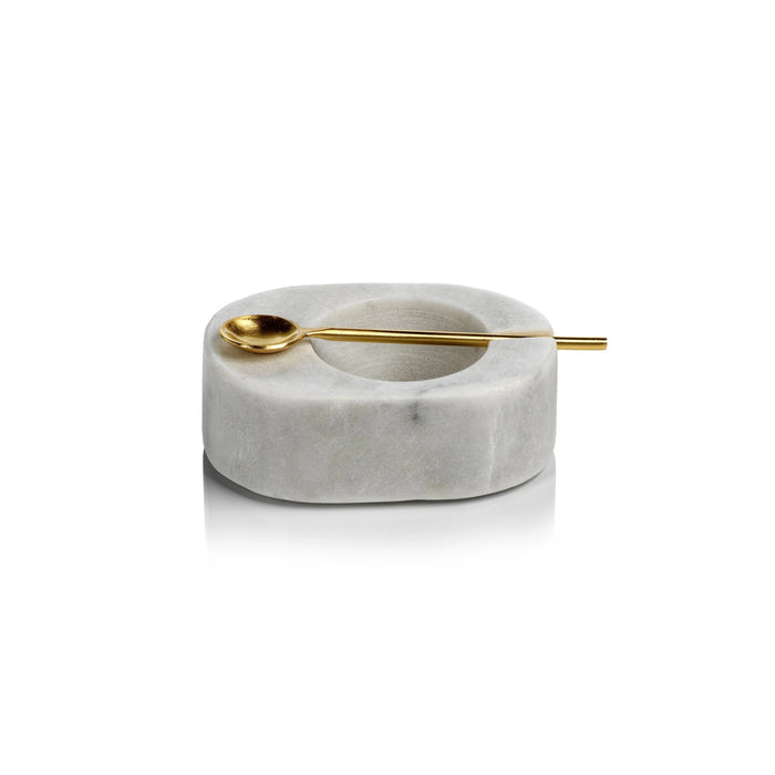 Tuscan Marble Salt & Pepper Bowl with Gold Spoon - Tableware by Carlyle Avenue