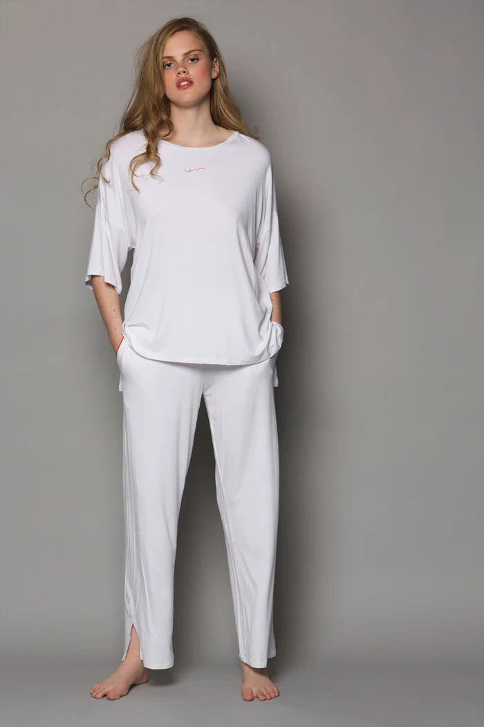 Unisex Bamboo Lounge Pants | White