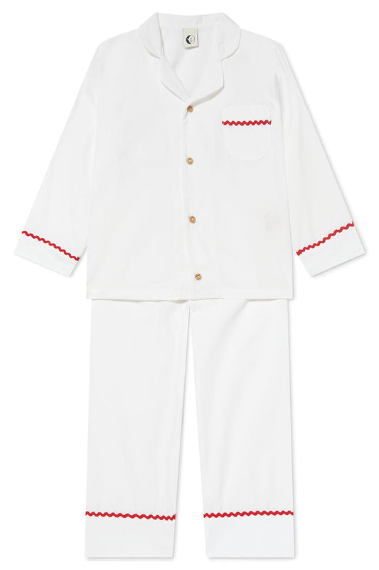 UP TO 5 YEARS KIDS  PYJAMA SET | WHITE COTTON RIC-RAC