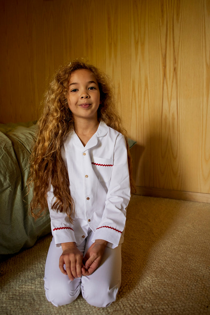 UP TO 5 YEARS KIDS  PYJAMA SET | WHITE COTTON RIC-RAC