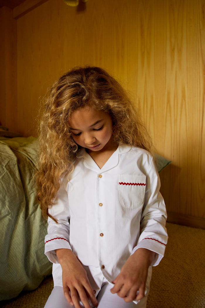 UP TO 5 YEARS KIDS  PYJAMA SET | WHITE COTTON RIC-RAC