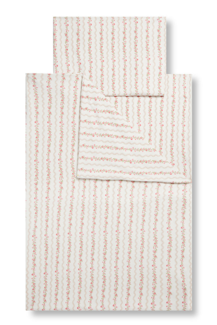 U.S.A SIZE - COT DUVET & PILLOW SET | FLORAL STRIPE