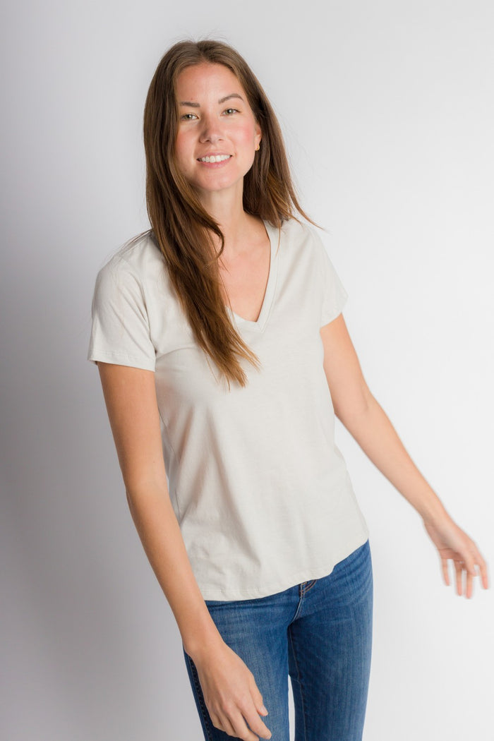 Vanessa Unbranded | Women's Anti-Stain Logo-less Deep V-neck T-Shirt