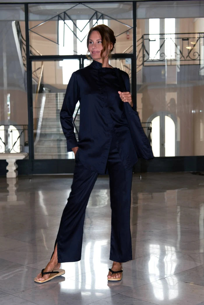 Vegan Silk Bamboo Pants | Black