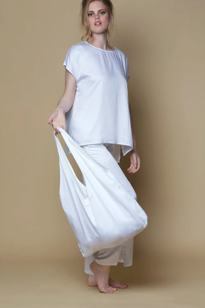 Vegan Silk Bamboo Shopper Bag | White