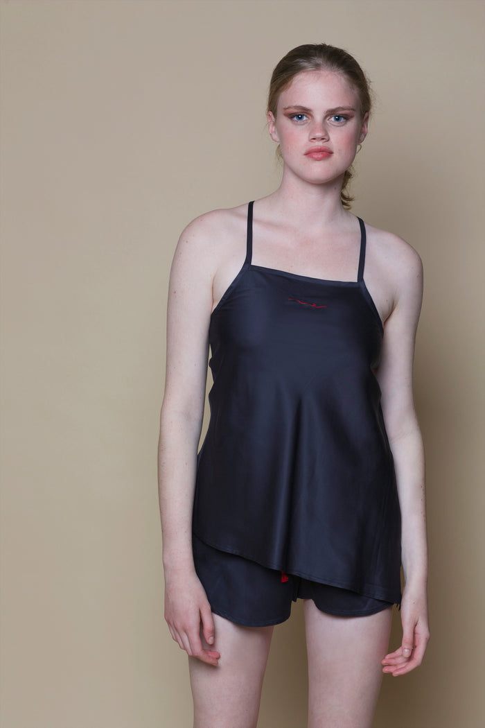 Vegan Silk Camisole Bias Top | Black